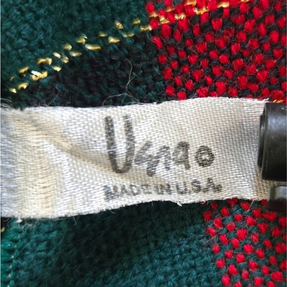 Vintage Vera Neumann Christmas Rectangular Tablecloth Red Green Gold - Picture 5 of 7